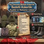 Kış Dönemi Bedelli Askerlik Yapacaklar İçin Kıyafet ve Malzeme Listesi